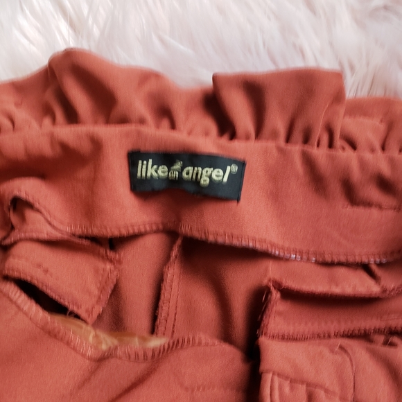 Like an Angel Retro Paper Bag Style Trousers size 12 Burnt Orange - Picture 4 of 8